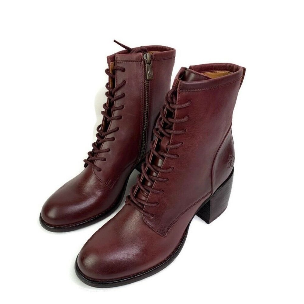 Patricia Nash Sicily Combat Boots Red Block Heel